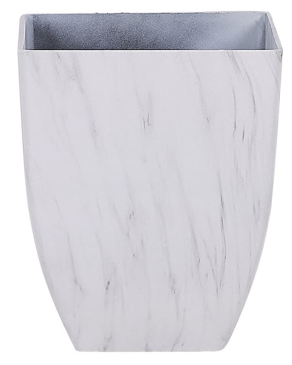 Sæt med 2 Udendørs Indendørs Plantepotter 35x35x42,5 Marmoreffekt Hvidstensblanding Firkantet Moderne Design