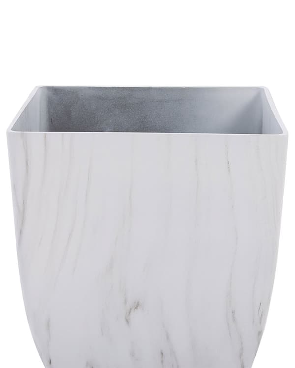 Sæt med 2 Udendørs Indendørs Plantepotter 35x35x42,5 Marmoreffekt Hvidstensblanding Firkantet Moderne Design