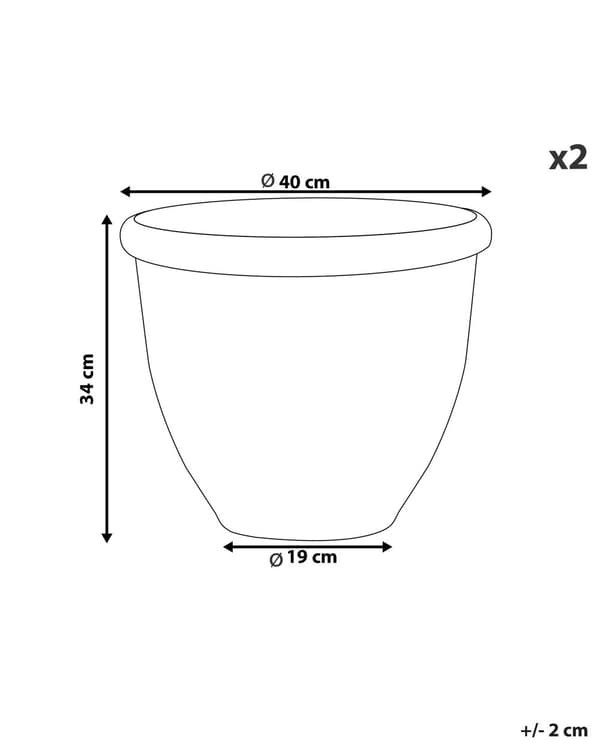 Set med 2 Krukor Brun Stenblandning Polyresin ⌀ 40 cm Högglans Utomhus Rund Väderbeständig