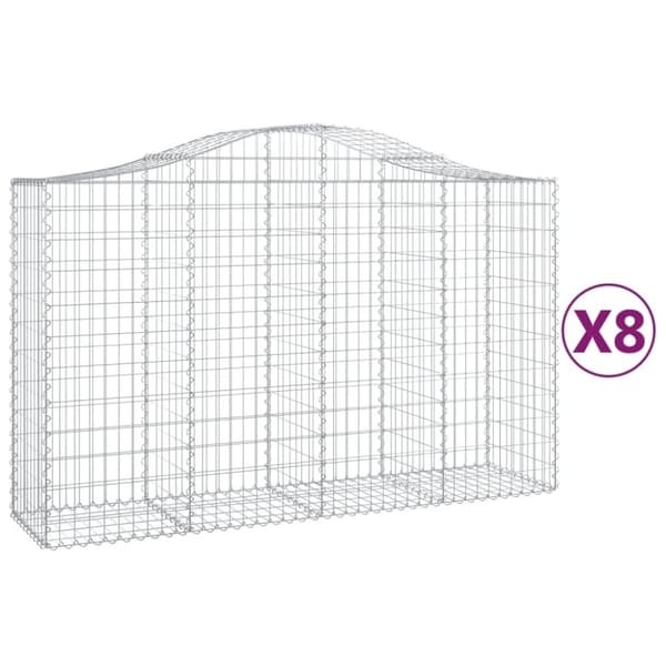 vidaXL Kaarevat kivikorit 8 kpl 200x50x120/140 cm galvanoitu rauta