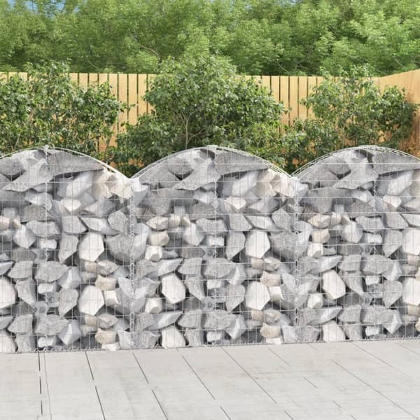 vidaXL buet gabionkurv 100x30x100/120 cm galvaniseret jern
