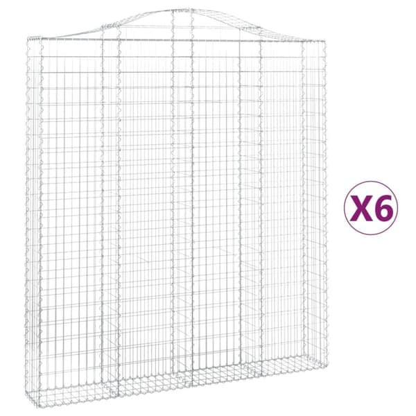 vidaXL Gabionkurver buede 6 stk 200x30x220/240 cm galvanisert jern
