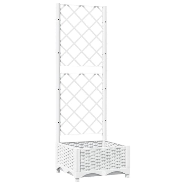 vidaXL plantekasse med espalier 40x40x121,5 cm PP hvid