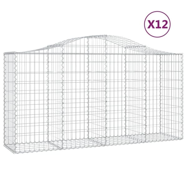vidaXL Kaarevat kivikorit 12 kpl 200x50x100/120 cm galvanoitu rauta