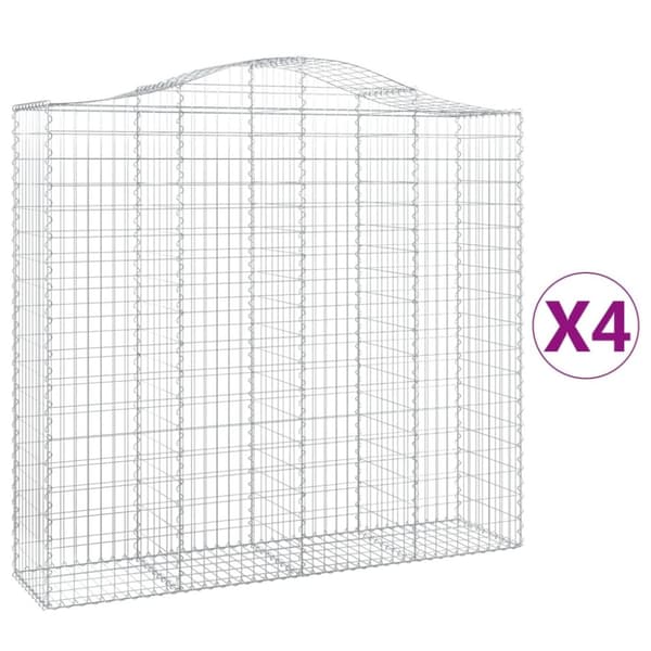 vidaXL buede gabionkurve 4 stk. 200x50x180/200 cm galvaniseret jern