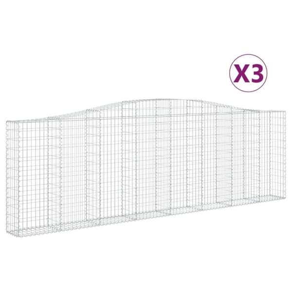 vidaXL buede gabionkurve 3 stk. 400x30x120/140 cm galvaniseret jern