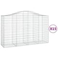 Miniatyrbillede 2 af 6: vidaXL buede gabionkurve 15 stk. 200x50x120/140 cm galvaniseret jern