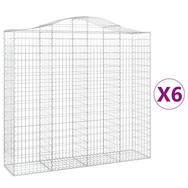 vidaXL buede gabionkurve 6 stk. 200x50x180/200 cm galvaniseret jern