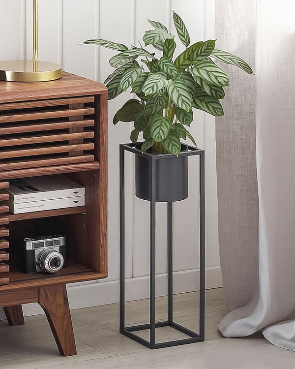 Plantestativ Svart Jern 15 x 15 x 50 cm Innendørs Utendørs Metall Blomsterkrukke UV-bestandig Moderne Industriell Stående Planter