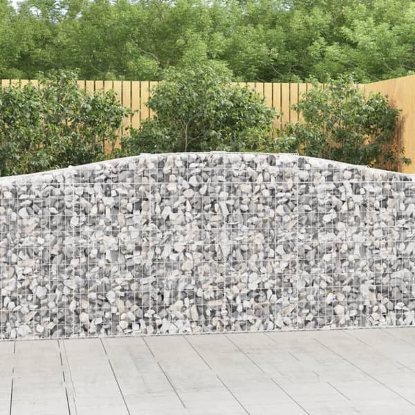 vidaXL Gabionkurver buede 2 stk 400x50x100/120 cm galvanisert jern