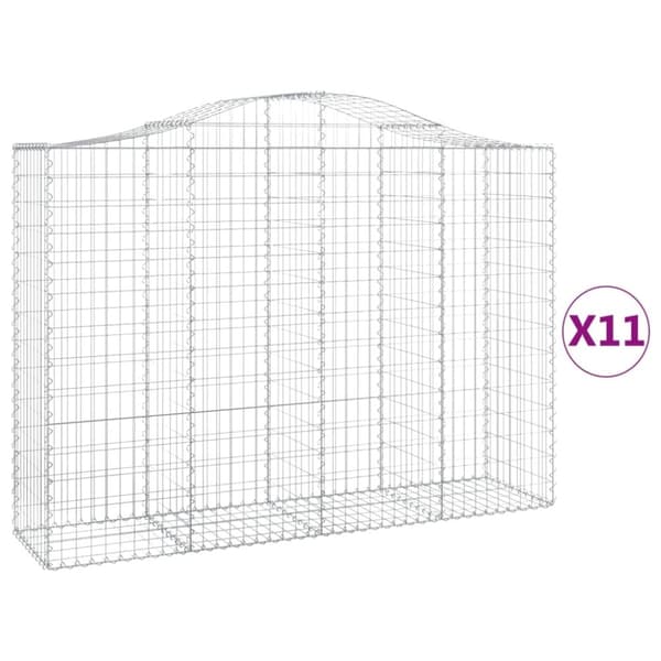 vidaXL buede gabionkurve 11 stk. 200x50x140/160 cm galvaniseret jern