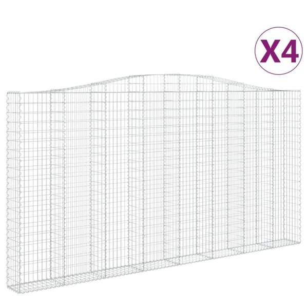 vidaXL buede gabionkurve 4 stk. 400x30x200/220 cm galvaniseret jern