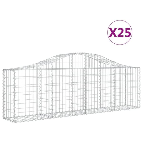 vidaXL buede gabionkurve 25 stk. 200x30x60/80 cm galvaniseret jern
