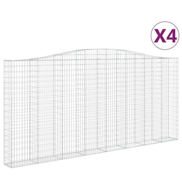 vidaXL Gabioner bågformade 4 st 400x30x180/200 cm galvaniserat järn