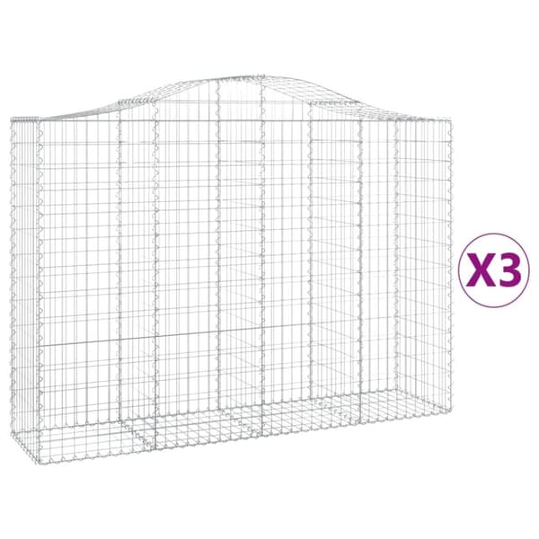 vidaXL Kaarevat kivikorit 3 kpl 200x50x140/160 cm galvanoitu rauta