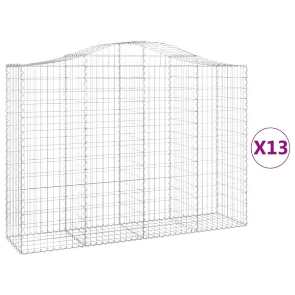 vidaXL buede gabionkurve 13 stk. 200x50x140/160 cm galvaniseret jern