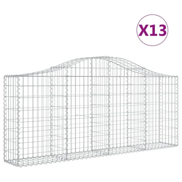 vidaXL buede gabionkurve 13 stk. 200x30x80/100 cm galvaniseret jern