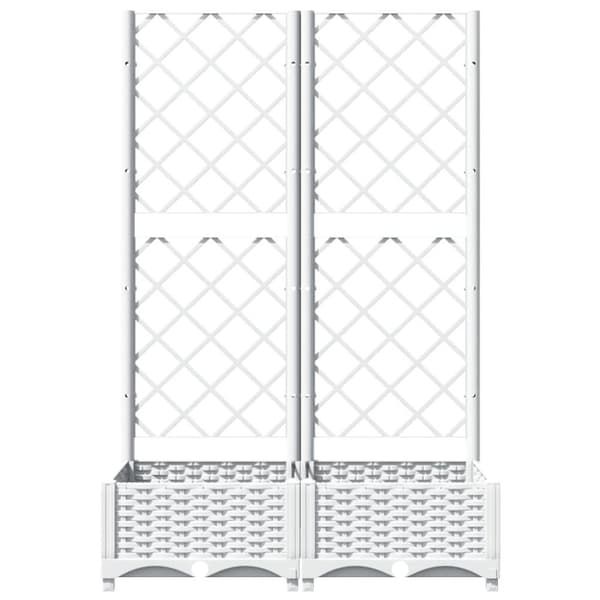 vidaXL plantekasse med espalier 80x40x121,5 cm PP hvid