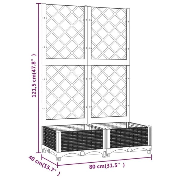 vidaXL plantekasse med espalier 80x40x121,5 cm PP hvid