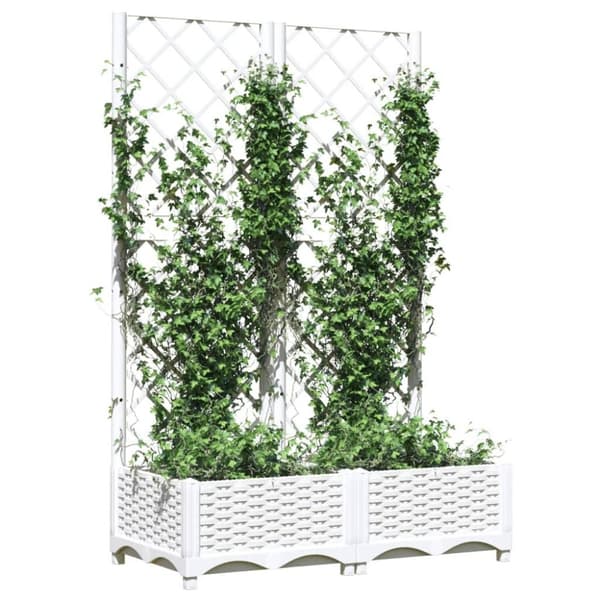 vidaXL plantekasse med espalier 80x40x121,5 cm PP hvid