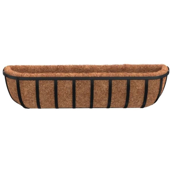 vidaXL Plantekasser 2 stk med kokosfiberinnlegg svart 61x19x16 cm stål