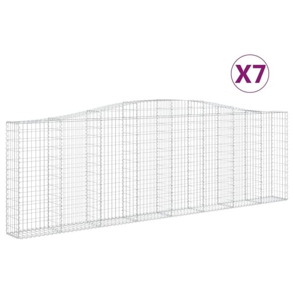 vidaXL buede gabionkurve 7 stk. 400x30x120/140 cm galvaniseret jern
