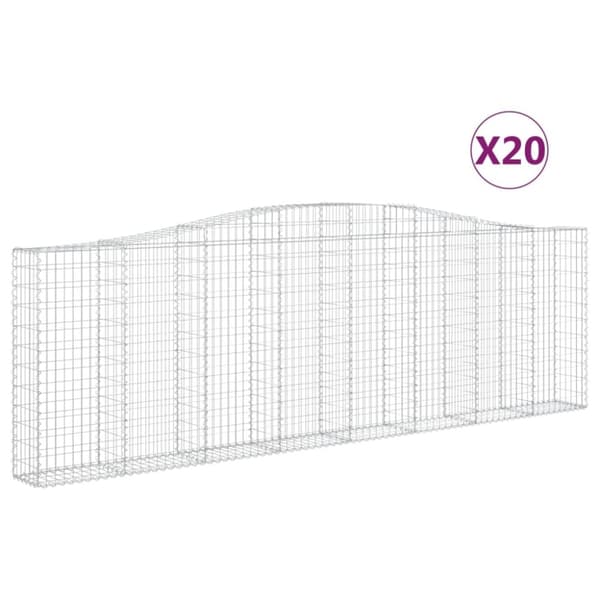 vidaXL buede gabionkurve 20 stk. 400x30x120/140 cm galvaniseret jern