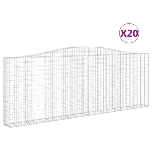 vidaXL Gabioner bågformade 20 st 400x30x140/160 cm galvaniserat järn