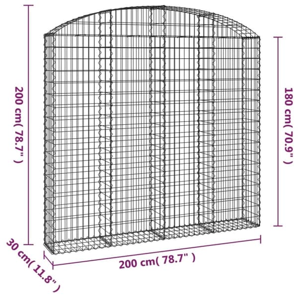 vidaXL Gabionkurv buet 200x30x180/200 cm galvanisert jern