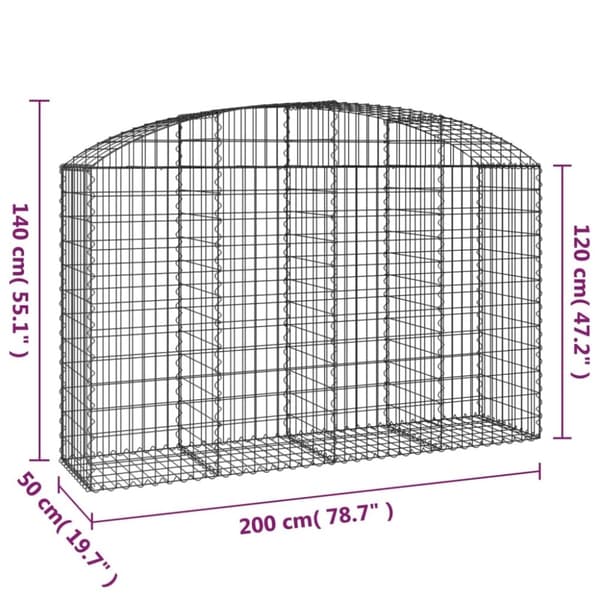 vidaXL Gabionkurv buet 200x50x120/140 cm galvanisert jern