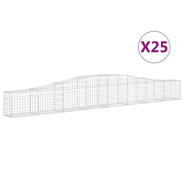 vidaXL Gabioner bågformade 25 st 400x30x40/60 cm galvaniserat järn