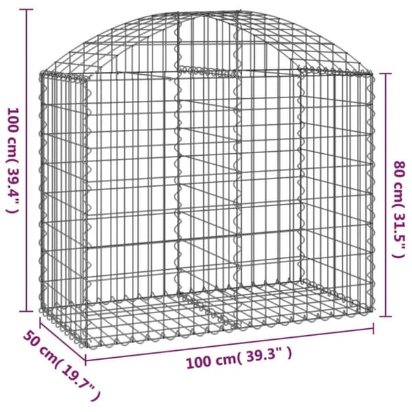 vidaXL buet gabionkurv 100x50x80/100 cm galvaniseret jern