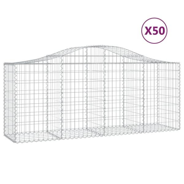 vidaXL buede gabionkurve 50 stk. 200x50x80/100 cm galvaniseret jern