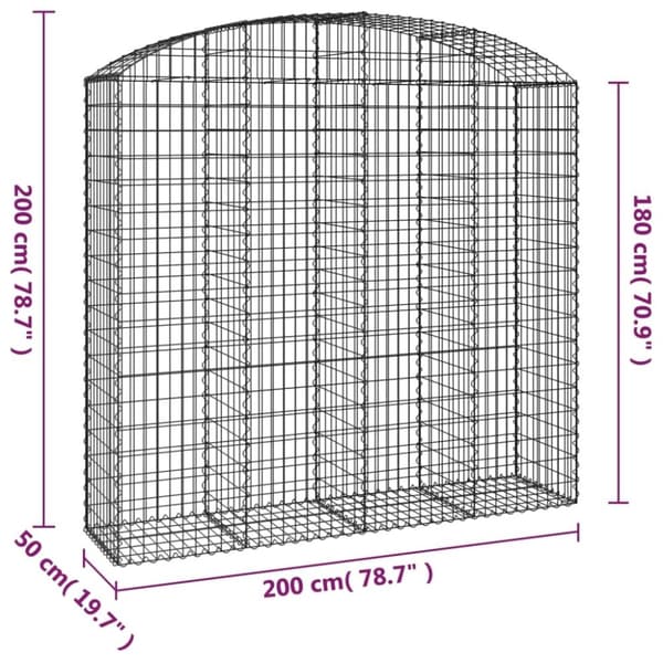 vidaXL buet gabionkurv 200x50x180/200 cm galvaniseret jern