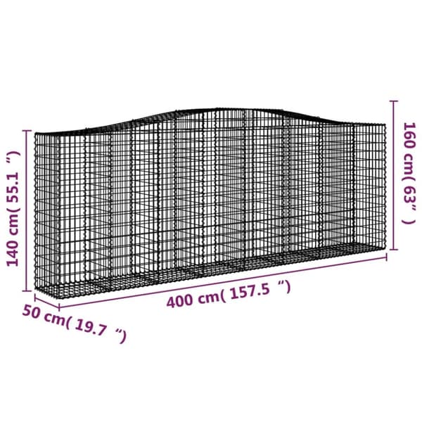 vidaXL Kaarevat kivikorit 8 kpl 400x50x140/160 cm galvanoitu rauta