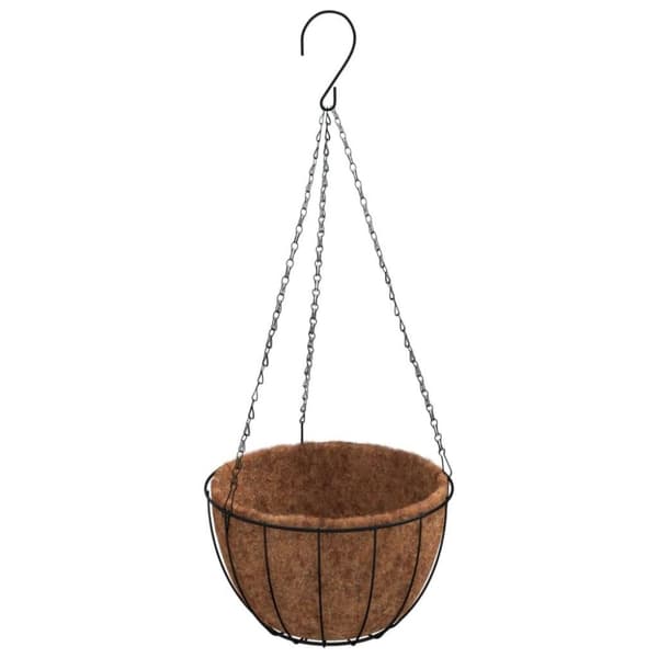 vidaXL Hengende plantekasser 4 stk kokosfiber svart Ø 40x63 cm stål
