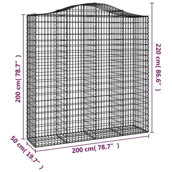 vidaXL Kaarevat kivikorit 8 kpl 200x50x200/220 cm galvanoitu rauta