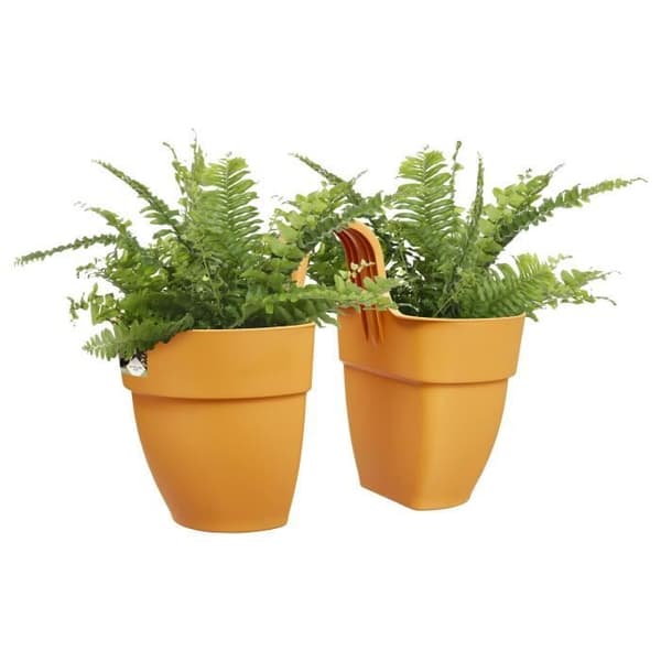ELHO Blomkruka - Vibia Campana Flower Twin 21 - Honungsgul - Utomhusbalkong - L 38,4 x B 20,5 x H 26,5 cm