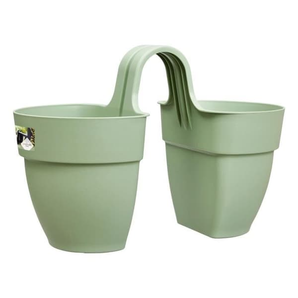 ELHO Vibia Campana Flower Twin 21 blomkruka - Pistaschgrön - Utomhusbalkong - L 38,4 x B 20,5 x H 26,5 cm