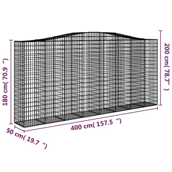 vidaXL Kaarevat kivikorit 10 kpl 400x50x180/200 cm galvanoitu rauta