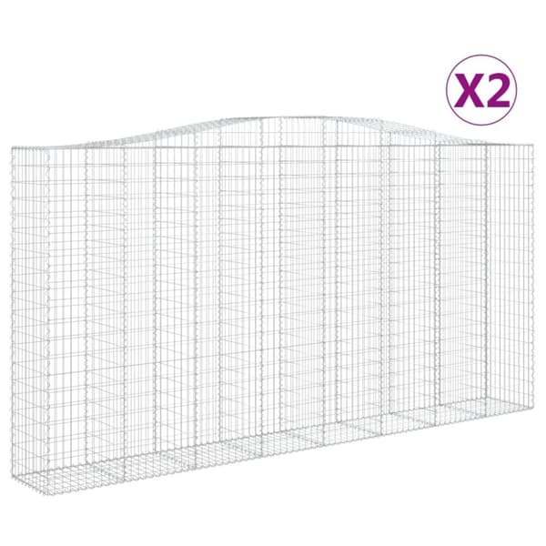 vidaXL buede gabionkurve 2 stk. 400x50x200/220 cm galvaniseret jern
