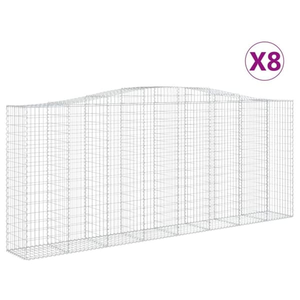 vidaXL buede gabionkurve 8 stk. 400x50x160/180 cm galvaniseret jern