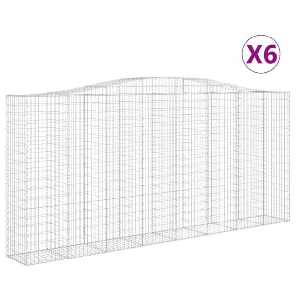 vidaXL buede gabionkurve 6 stk. 400x50x180/200 cm galvaniseret jern