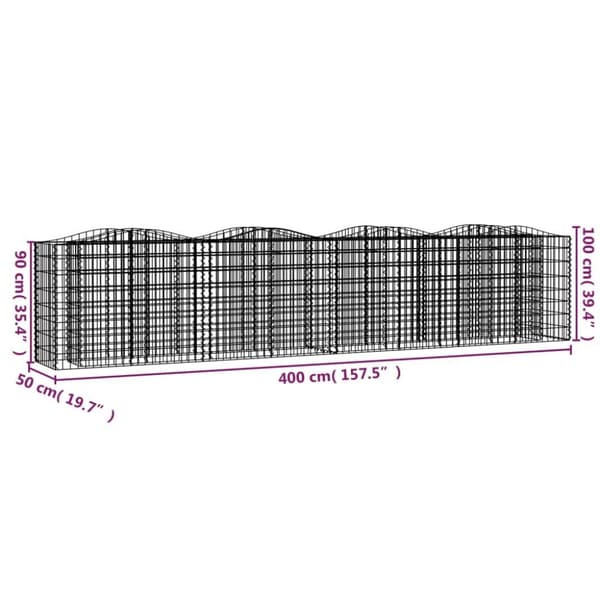 vidaXL buet gabion-højbed 400x50x100 cm galvaniseret jern
