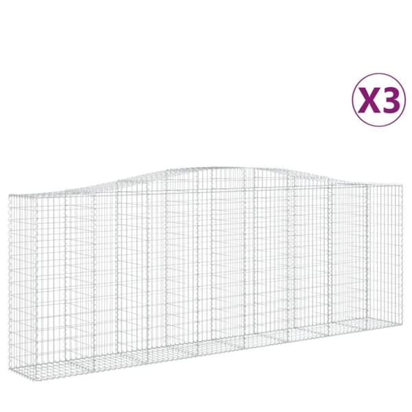 vidaXL buede gabionkurve 3 stk. 400x50x140/160 cm galvaniseret jern