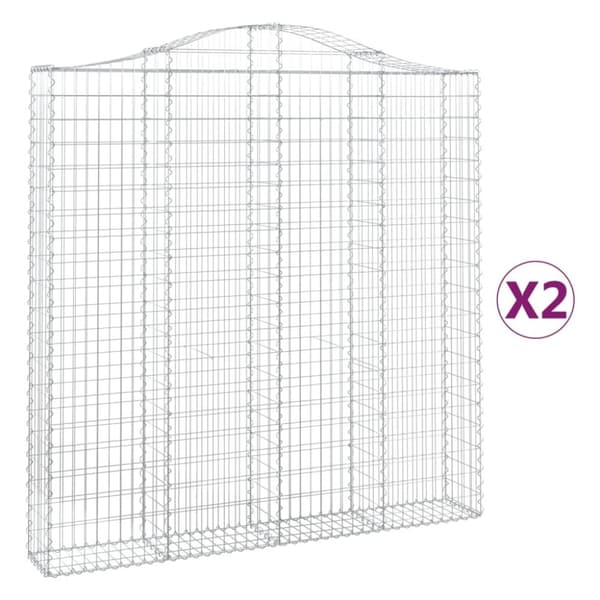 vidaXL buede gabionkurve 2 stk. 200x30x200/220 cm galvaniseret jern