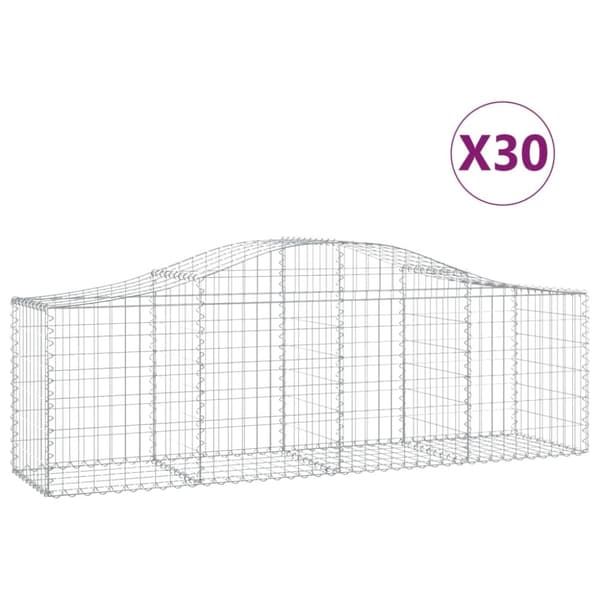 vidaXL buede gabionkurve 30 stk. 200x50x60/80 cm galvaniseret jern