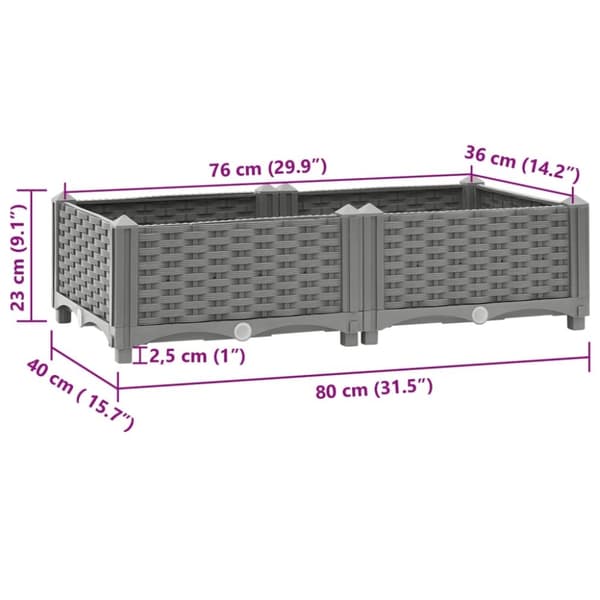 vidaXL højbed 80x40x23 cm polypropylen
