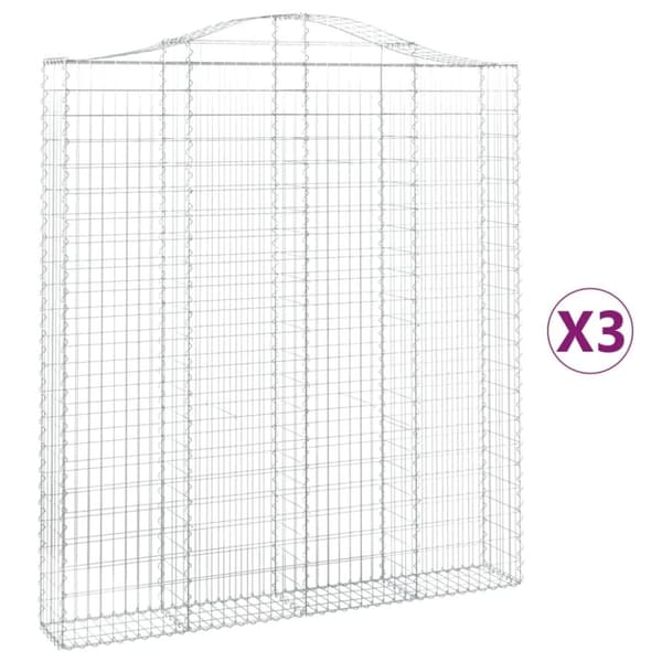 vidaXL buede gabionkurve 3 stk. 200x30x220/240 cm galvaniseret jern