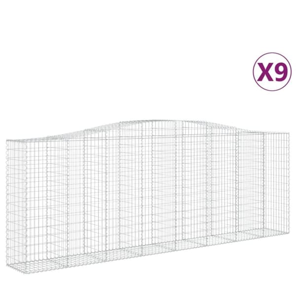 vidaXL buede gabionkurve 9 stk. 400x50x140/160 cm galvaniseret jern